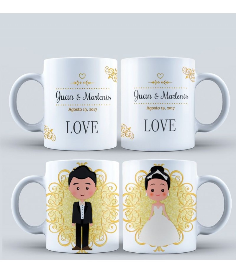 Parejas Juego de tazas – recién casados y recién casados – 2 11oz o 15oz  tazas de cerámica para café y té
